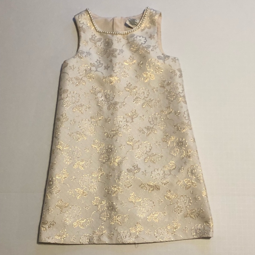 Rachel Zoe Ivory and Gold Brocade Girls' Formal Dress